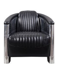 Côté Loges | Fauteuil club Aviateur en cuir noir 2