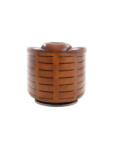 Côté Loges | Fauteuil club Polo tournant en bois élégant