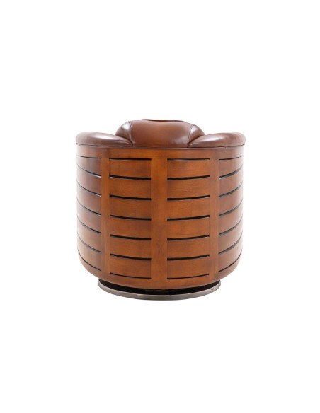 Côté Loges | Fauteuil club Polo tournant en bois élégant