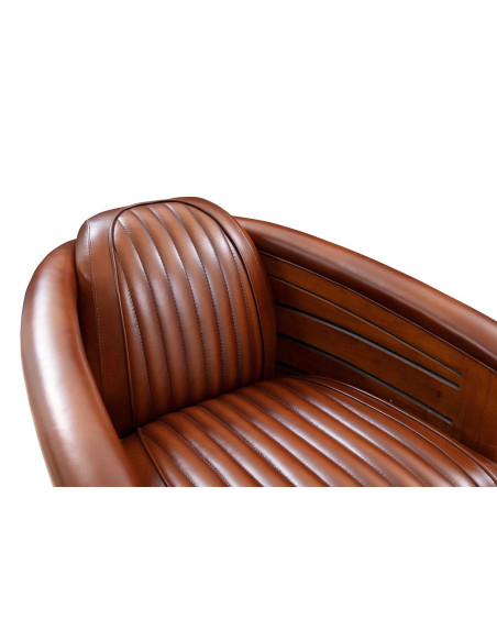 Côté Loges | Fauteuil club Polo tournant en bois élégant