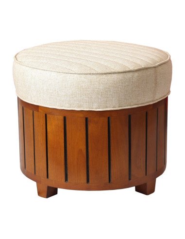 Pouf Cook rond tissu beige