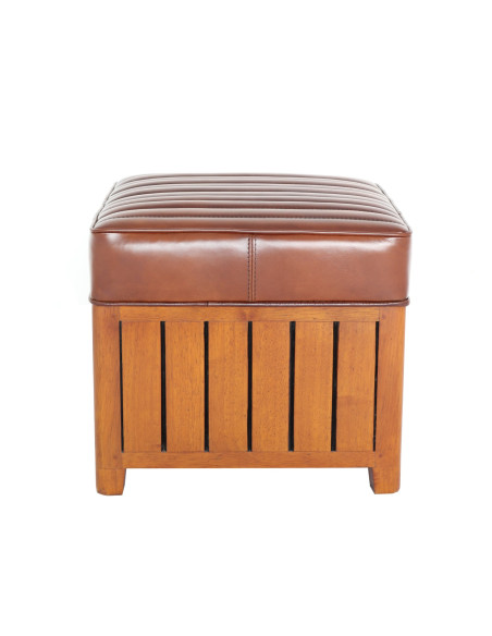 Côté Loges | Pouf carré Cook en bois finition vintage