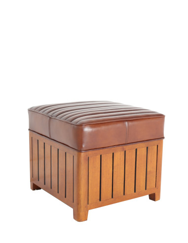 Côté Loges | Pouf carré Cook en bois finition vintage