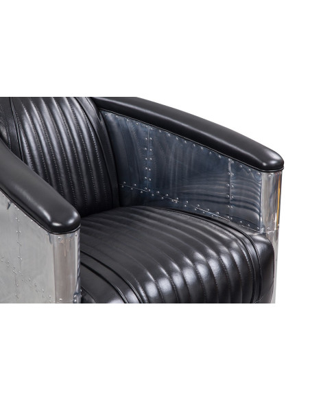 Côté Loges | Fauteuil club Aviateur en cuir noir