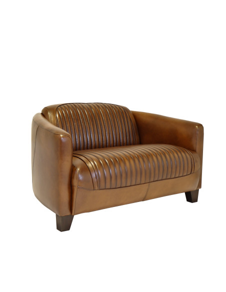 Côté Loges | Canapé N°1 2 places cuir style sport vintage