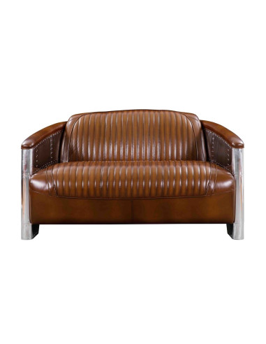 Côté Loges | Canapé Aviateur 2 places cuir vintage brut