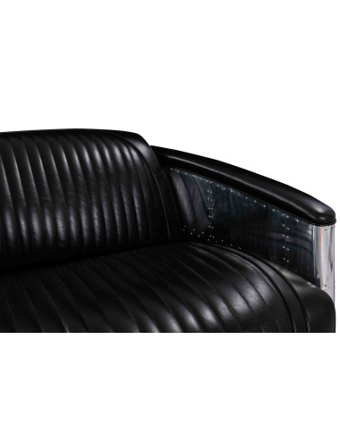 Côté Loges | Canapé Aviateur 3 places cuir noir design
