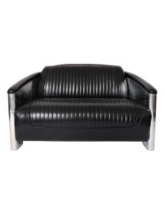 Côté Loges | Canapé Aviateur 2 places cuir noir chic