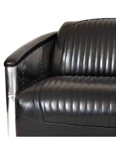 Côté Loges | Canapé Aviateur 2 places cuir noir chic 2