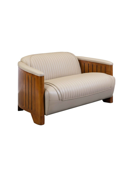 Côté Loges | Canapé Cook 2 places cuir beige élégant