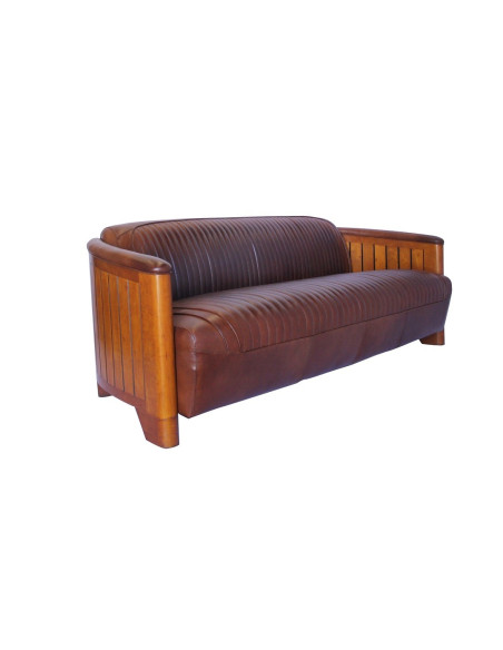 Côté Loges | Canapé Cook 3 places cuir vintage artisanal