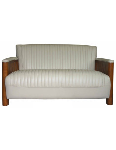 Côté Loges | Canapé Barret 2 places cuir beige chic