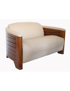 Côté Loges | Canapé Polo 2 places cuir beige naturel