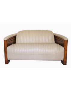 Côté Loges | Canapé Polo 2 places cuir beige naturel 2