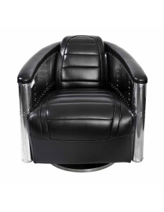 Côté Loges | Fauteuil aviateur cuir noir pivotant design 2