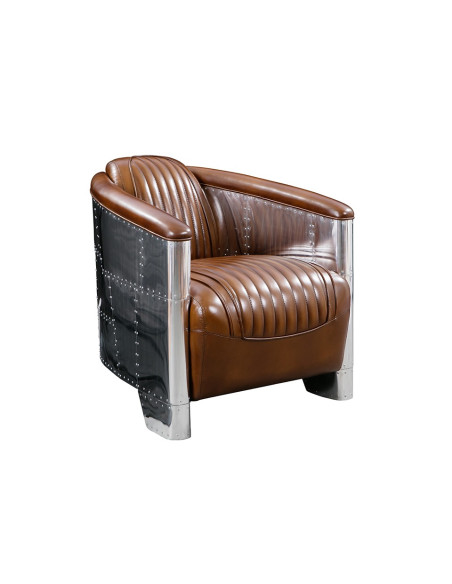 Fauteuil aviateur cuir vintage style aviation vue de trois quarts