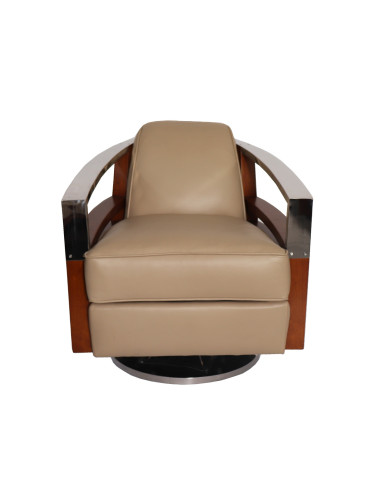 Côté Loges | Fauteuil pivotant Washington beige noyer