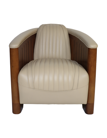 Côté Loges | Fauteuil club Cook en cuir beige artisanal