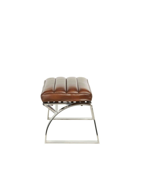 Côté Loges | Pouf City en cuir vintage et structure inox