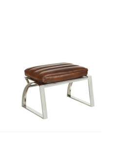 Côté Loges | Pouf City en cuir vintage et structure inox