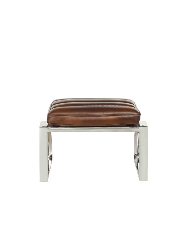 Côté Loges | Pouf City en cuir vintage et structure inox