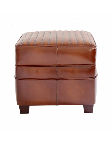 Côté Loges | Pouf Nogent sport en cuir vintage artisanal