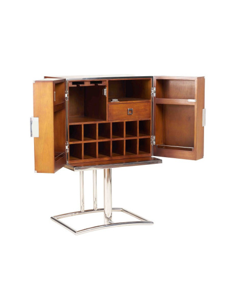 Côté Loges | Bar Marina en bois massif et acier inoxydable