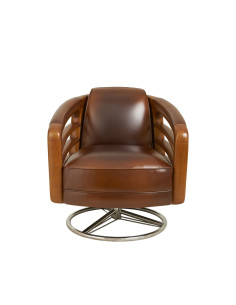Côté Loges | Fauteuil pivotant Marina en cuir design artisanal 2