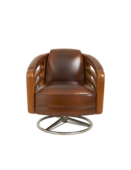 Côté Loges | Fauteuil pivotant Marina en cuir design artisanal