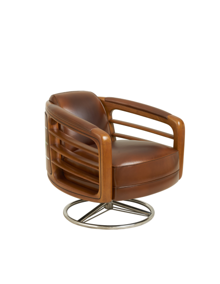 Côté Loges | Fauteuil pivotant Marina en cuir design artisanal