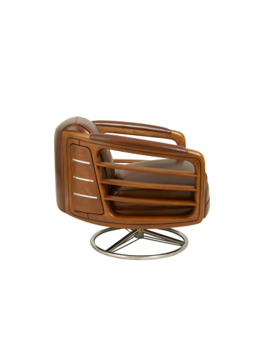 Côté Loges | Fauteuil pivotant Marina en cuir design artisanal