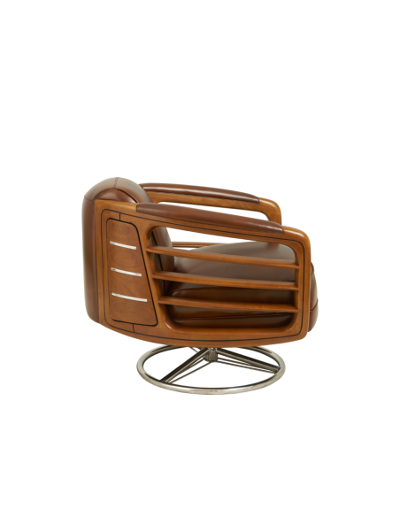Côté Loges | Fauteuil pivotant Marina en cuir design artisanal
