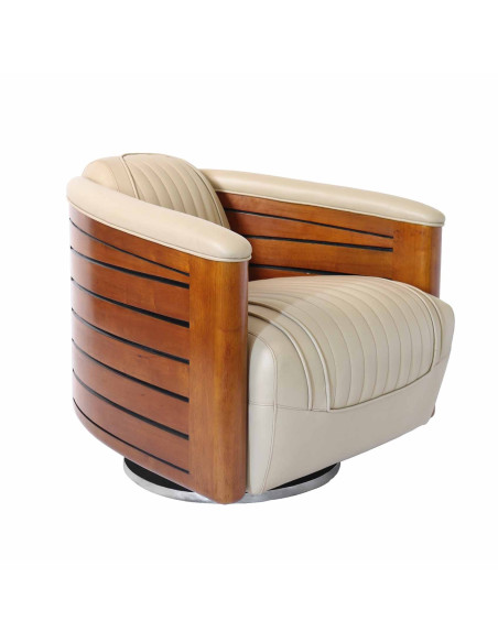 Côté Loges | Fauteuil pivotant Polo en cuir artisanal chic
