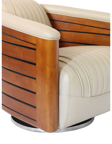 Côté Loges | Fauteuil pivotant Polo en cuir artisanal chic