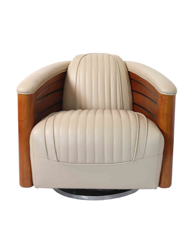 Côté Loges | Fauteuil pivotant Polo en cuir artisanal chic