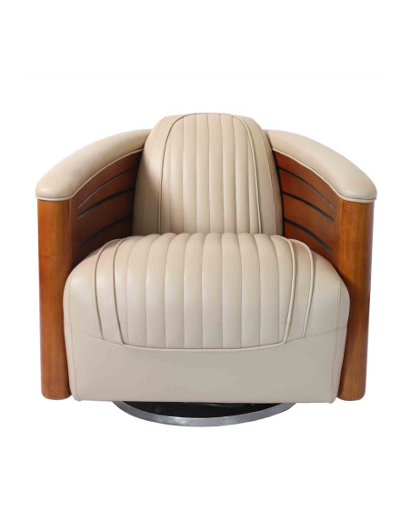 Côté Loges | Fauteuil pivotant Polo en cuir artisanal chic