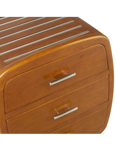 Côté Loges | Table d’appoint Marina 3 tiroirs en bois et inox