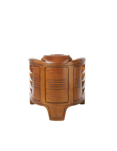 Côté Loges | Fauteuil club Marina cuir vintage et bois massif