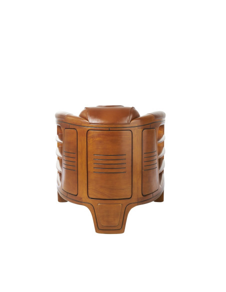 Côté Loges | Fauteuil club Marina cuir vintage et bois massif