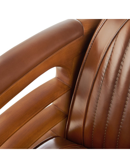 Côté Loges | Fauteuil club Marina cuir vintage et bois massif