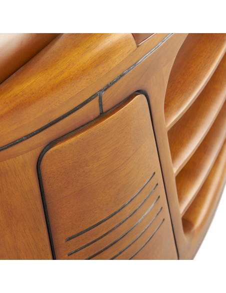 Côté Loges | Fauteuil club Marina cuir vintage et bois massif