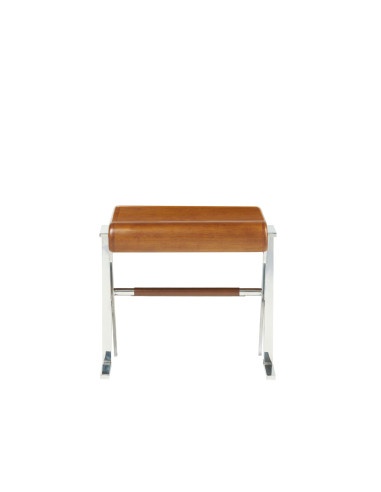 Côté Loges | Table d’appoint Orsay en bois et cuir vintage