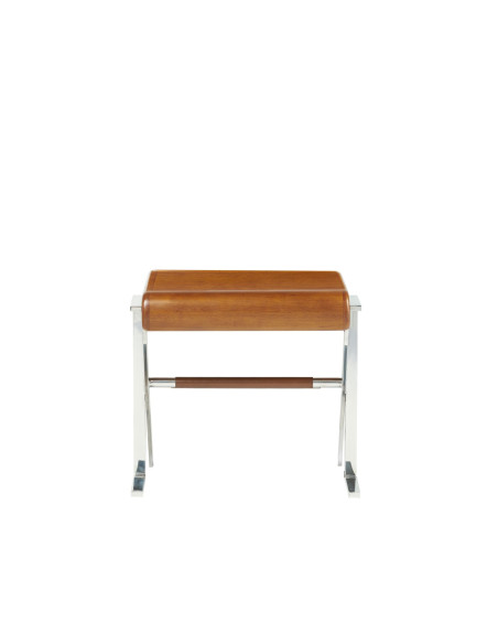 Côté Loges | Table d’appoint Orsay en bois et cuir vintage