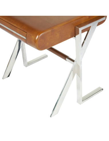 Côté Loges | Table d’appoint Orsay en bois et cuir vintage