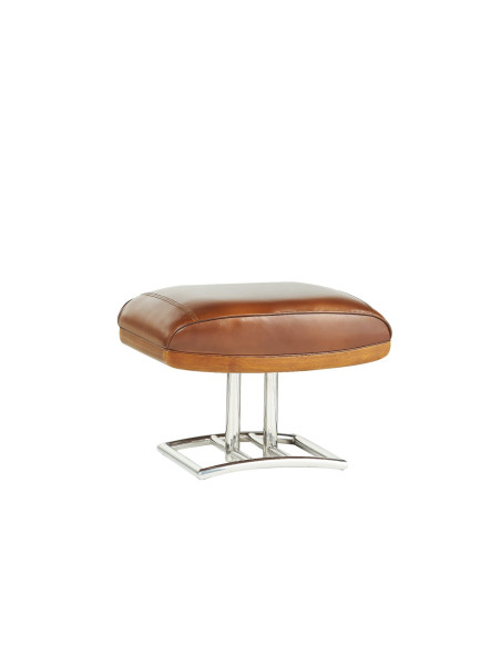 Côté Loges | Pouf Marina cuir vintage et structure artisanale