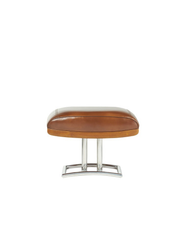 Côté Loges | Pouf Marina cuir vintage et structure artisanale