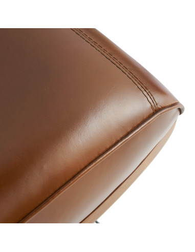 Côté Loges | Pouf Marina cuir vintage et structure artisanale