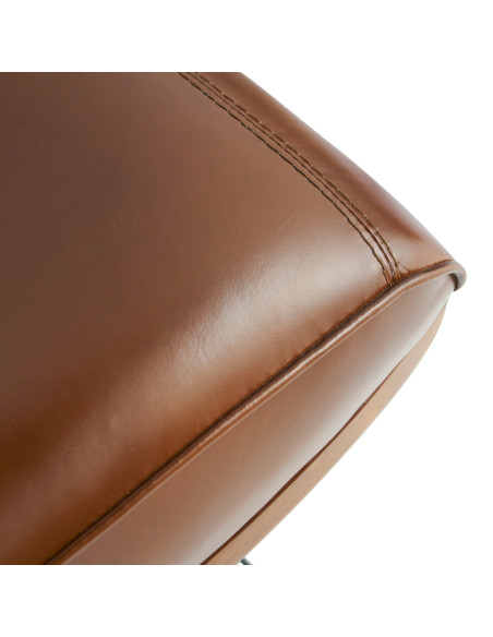 Côté Loges | Pouf Marina cuir vintage et structure artisanale