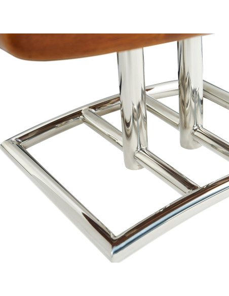 Côté Loges | Pouf Marina cuir vintage et structure artisanale