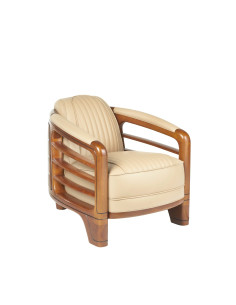 Côté Loges | Fauteuil Marina en bois et tissu artisanal chic